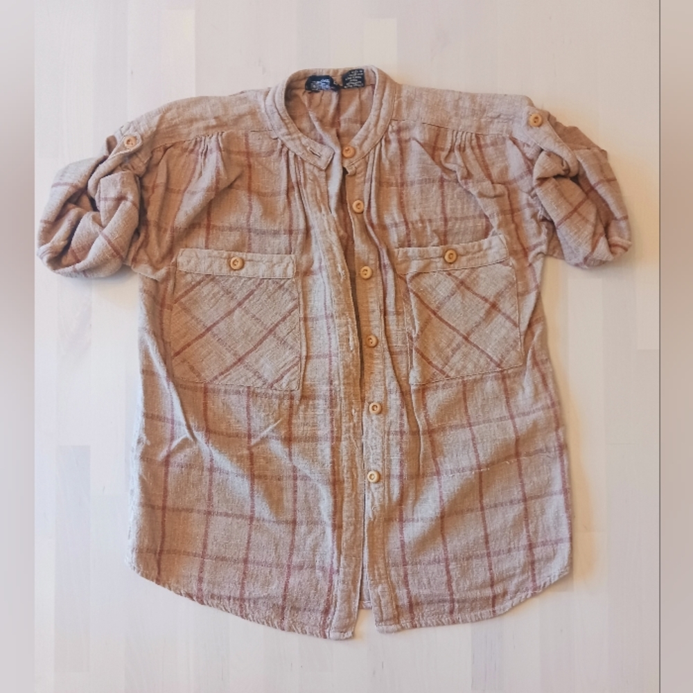 Vintage Button-Up Plaid Top